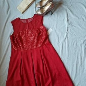 Red Cocktail Dress (with sequins upper)